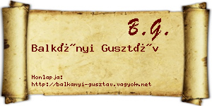 Balkányi Gusztáv névjegykártya